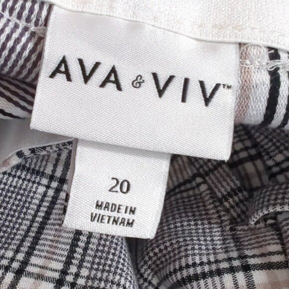 Ava & Viv  Plus Size 20 Ankle Pants Cream Plaid High-Rise Tapered - Picture 9 of 9